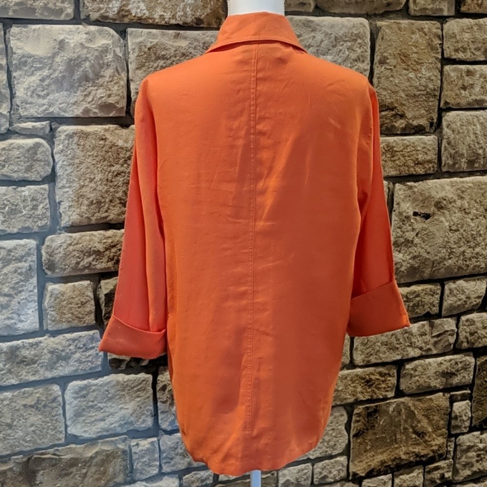 Evan Picone Orange Jacket Button Down Size Small … - image 4